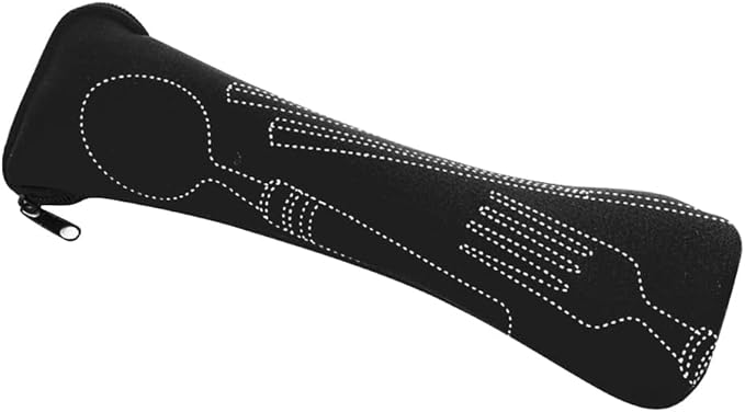 Black Portable Tableware Bag Outdoor Travel Camping Cutlery Pouch Storage Bag Flatware Tableware Dinnerware Carrying Case for Knife, Fork, Spoon, Tea Spoon, Chopsticks, Bottle Opener, Straws Flatware