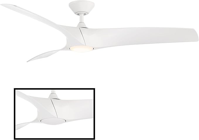Zephyr Smart Indoor and Outdoor 3-Blade Ceiling Fan 62in Matte White withwith Adjustable CCT 2700K-3000K-4000K-5000K LED Light Kit and Remote Control works with Alexa, and iOS or Android App
