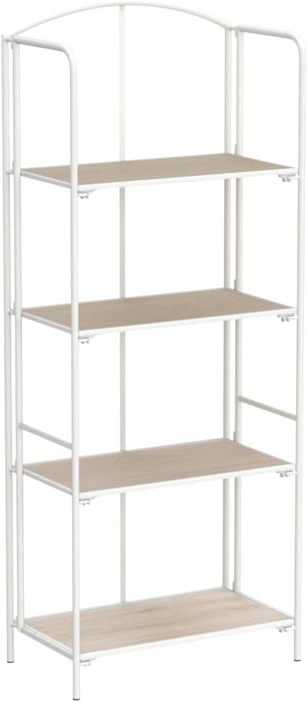 Crofy No Assembly Folding Bookshelf for Living Room, 4 Tier White Collapsible Book Shelf for Home Office, Portable Bookcase Storage Organizer