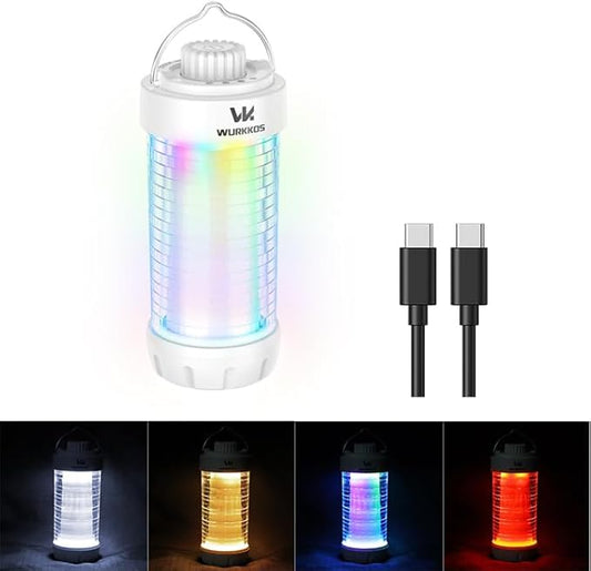 Wurkkos CL01 Camping Lantern Rechargeable, 550LM Waterproof Tent Light with Magnet Base, Up to 300H Runtime,Portable Lantern Flashlight with RGB light,Emergency Camp Light for Hurricane,Hiking,Camping