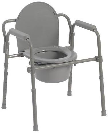 HEALTHLINE Bedside Commode for Seniors - Folding Commode Chair for Toilet with Arms - 3 in 1 Commode Chair Over Toilet Seat with Lid, Splash Guard & Arms