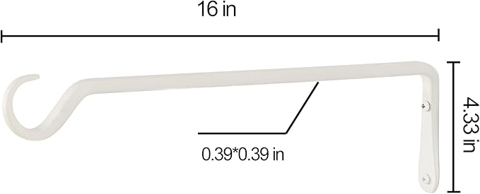 16" Plant Hangers 2-Pack - Heavy Duty Rust-Resistant Steel Hooks for Bird Feeders, Indoor/Outdoor Plants & Wall Decor, White