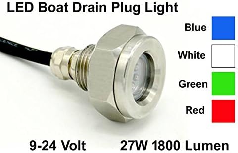 Tidal Wake IP68 Underwater 1/2in Standard Boat Drain Plug LED Light, Brilliant Underwater Lighting in Minutes! No Holes to Drill!