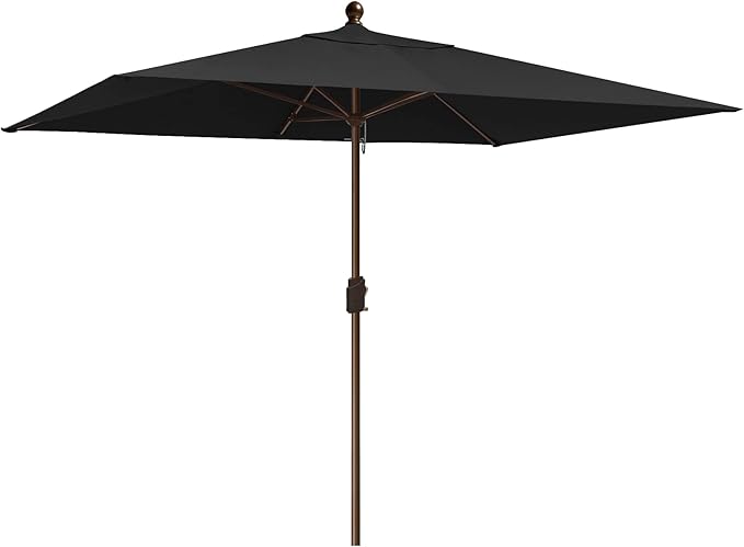 EliteShade USA 10-Year-Non-Fading 6.5x10FT Rectangular Market Umbrella Patio Umbrella Outdoor Table Umbrella with Ventilation, Black