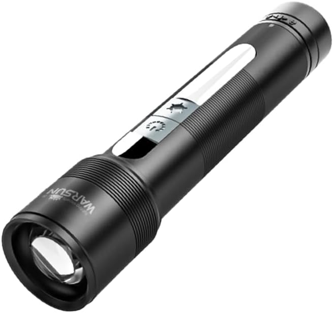 WARSUN Compact Magnetic Flashlight – 1200 Lumens Rechargeable LED Torch, Zoomable Small Flashlight with COB Side Light & Battery Indicator, for Emergency & Outdoor Use
