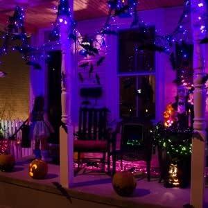Dazzle Bright Purple & Orange Halloween 33FT 100 LED String Lights, Waterproof Connectable String Lights, Plug in Halloween Decorations for Party Garden Yard Indoor Outdoor
