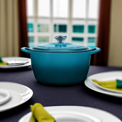 Signature Enameled Cast Iron Dutch Oven, Non-Stick Serving Pot with Tight Fitting Lid for Perfect Roasting, Baking, Sauteing, and Bread Making | 4.5Q (4.2L) - Ocean Blue