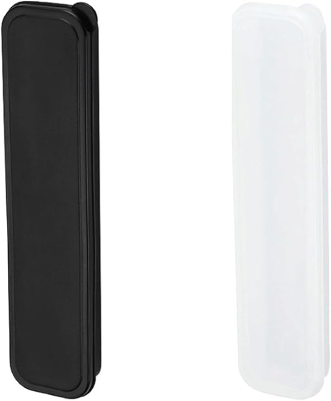 2Pcs Simple Utensil Holder with Lid, Portable Flatware Box Travel Tableware Storage Case, Simple Tableware Storage Box Case for Cutlery Kit (White、Black)