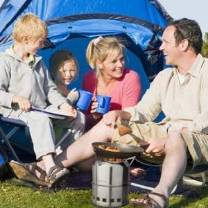 CANWAY Camping Stove, Portable Stainless Steel Wood Burning Survival Stove with Nylon Carry Bag for Outdoor Backpacking Hiking Traveling Picnic BBQ