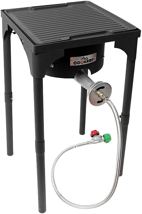 High Pressure Propane Burner Banjo Single Wok Burner 200,000BTU with Adjustable Height. 0-20 PSI Adjustable Regulator and Steel Braided Hose SA1550 (200,000BTU)