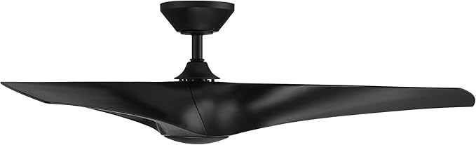 Zephyr Smart Indoor and Outdoor 3-Blade Ceiling Fan 52in Matte Black with Adjustable CCT 2700K-3000K-4000K-5000K LED Light Kit and Remote Control works with Alexa, and iOS or Android App