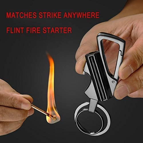 YUSUD Permanent Match, Flint Fire Starter Never Ending Match Keychain Lighter with Bottle Opener, Forever Waterproof Matches Strike Anywhere, Survival Cool Lighters for Camping