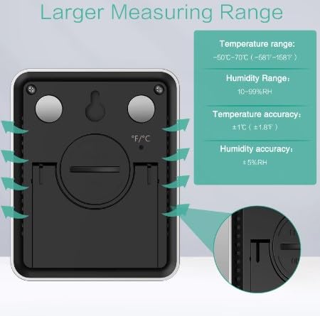 LABO Muli-Functional Digital Thermometer Hygrometer Large Display Digital Hygrometer Black Silver