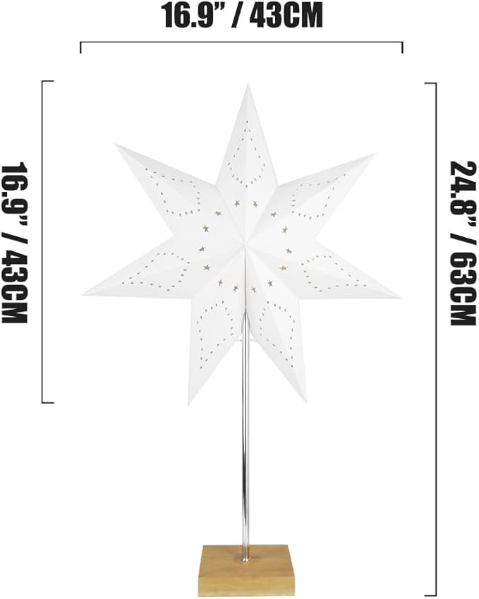 YY YEARCHY Table Lamp Paper Lamp Able Lamp Standing Lamps with Rice Paper Shade for Bedroom Livingroom (Star)