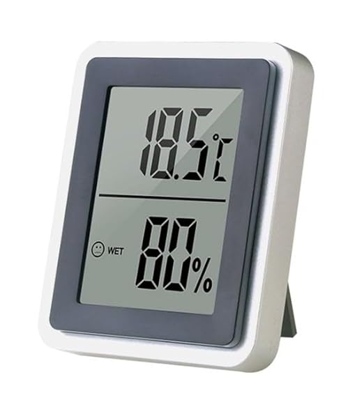 LABO Muli-Functional Digital Thermometer Hygrometer Large Display Digital Hygrometer Black Silver
