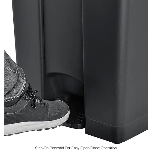Global Industrial Plastic Rectangular Step On Trash Can, 23 Gallon, Black