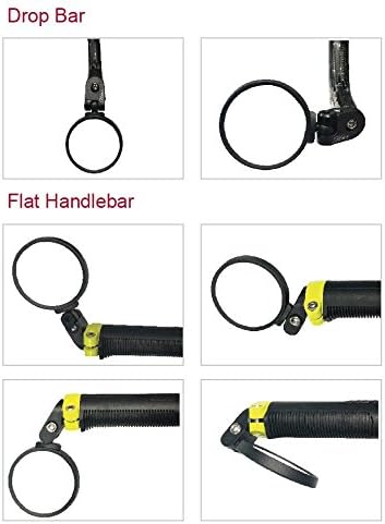 Hafny Bar End Bike Mirror - Stainless Steel Lens, Safe Adjustable Rearview, Cycle, E-bike - HF-MR087 (Black 68 Diameter)