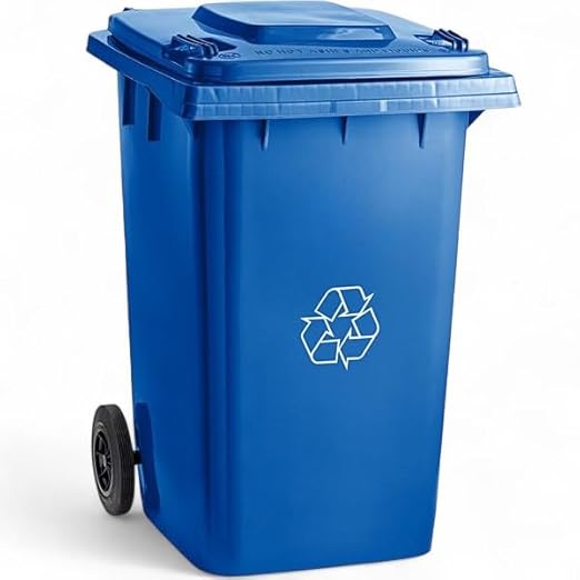 PRO&Family Wheeled Outdoor Trash Can Garbage Can Garage Trash Can for Restaurants/Hospitals/Offices/Back of House/Warehouses/Home (Blue, 96 Gallon)