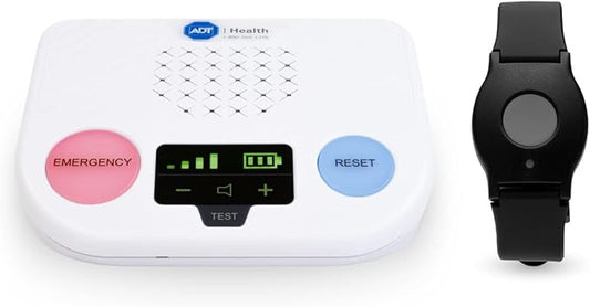 ADT Medical Alert Plus - in-Home Medical Alert System for Seniors - Cellular 4G Coverage, 600ft Pendant Range, Home Temperature Monitoring, 24/7 U.S. Based Monitoring (Black Wristband)