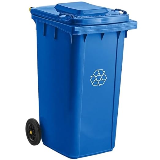 PRO&Family Wheeled Outdoor Trash Can Garbage Can Garage Trash Can for Restaurants/Hospitals/Offices/Back of House/Warehouses/Home (Blue, 50 Gallon)