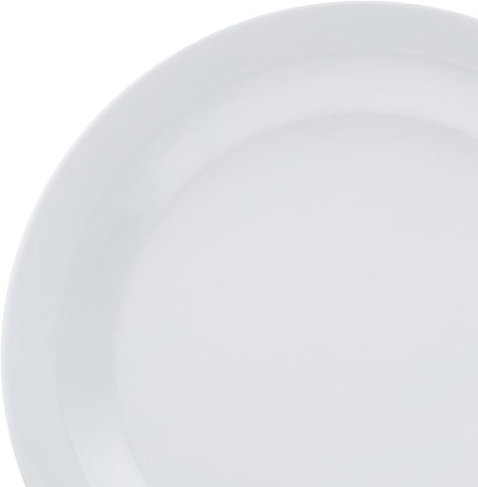 Amazon Basics Melamine (Plastic) Plate, 6 Piece Set, 10.5 in, White (Previously AmazonCommercial brand) (Pack of 2)