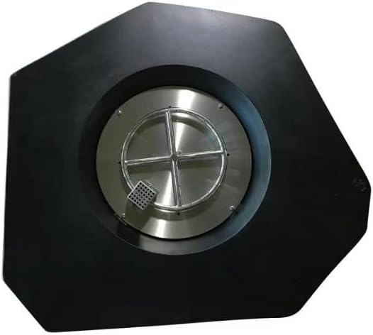 Elementi | Columbia Gas Fire Pit Cast Concrete Semi-Round Fire Table, Outdoor Fire Pit Electronic Ignition | Canvas Cover, Lava Rock Included | Propane Gas