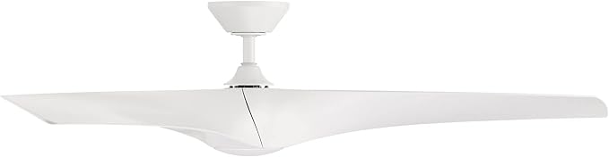 Zephyr Smart Indoor and Outdoor 3-Blade Ceiling Fan 62in Matte White withwith Adjustable CCT 2700K-3000K-4000K-5000K LED Light Kit and Remote Control works with Alexa, and iOS or Android App