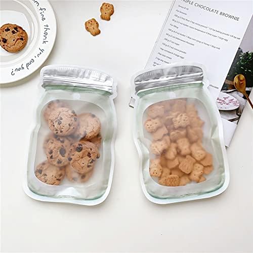 Enkrio 20 Pack Reusable Mason Jar Bags Reusable Mason Jar Zipper Bags Food Storage Bag for Kitchen Food Snack Sandwich Leakproof Snacks Food Saver Bags