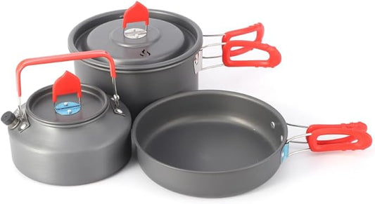 5pcs -20pcs Set TMKOOL Camping Cookware Mess Kit Outdoor Hiking Backpacking Picnic Cooking Bowl Non Stick Pot