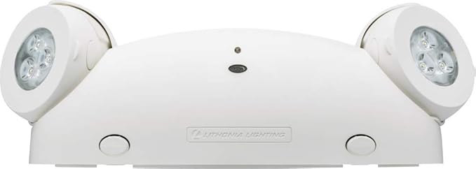 Lithonia Lighting Quantum Emergency Light, Contemporary Commercial LED Emergency Lights with 2 Aimable Lamp Heads, Ceiling or Wall Mount, White Thermoplastic, UVOLT (ELM6L UVOLT LTP SDRT)