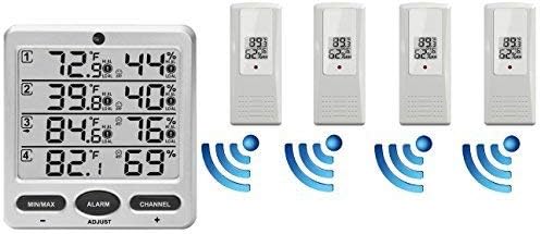 Ambient Weather WS-10-X4 Wireless Indoor/Outdoor 8 Channel Thermo-Hygrometer with Four Remote Sensors