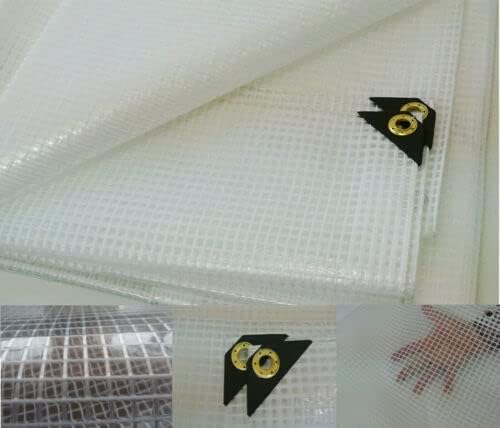 16 Mil Clear Poly Heavy Duty Tarp with Fiber Reinforcement - True Size Tarps with UV Protection, Tear Resistance, Flexibility, Reinforced Corners 8x10