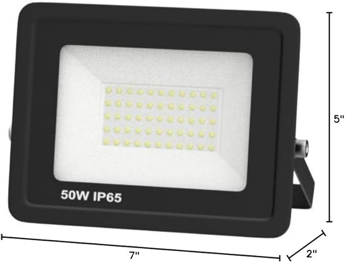 2 Pack Outdoor Flood Light, 5000LM Super Bright LED Work Light with 5.9FT Plug, IP65 Waterproof, 6000K Daylight White, 180Adjustable Bracket for Garage, Yard