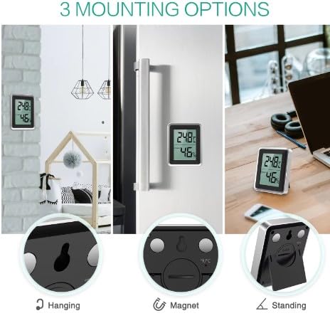 LABO Muli-Functional Digital Thermometer Hygrometer Large Display Digital Hygrometer Black Silver