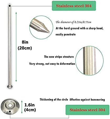 Stainless Steel 304 Patio Rug Stakes 8" RV Rug Stakes, Used for Rugs, Tents, Tarps, RV Mats,No More Moving - Pack of 6