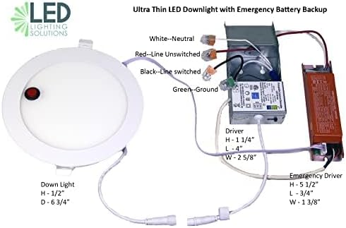 LED & Lighting Solutions LED 8" Dimmable Downlight Can w/ 90 Min Emergency Battery Backup, 18w, 2700-6000k, 1,450 lumens, 80 CRI | Ultra-Slim LED Recessed Light | UL/ETL/IC/Damp Rated, Energy Star