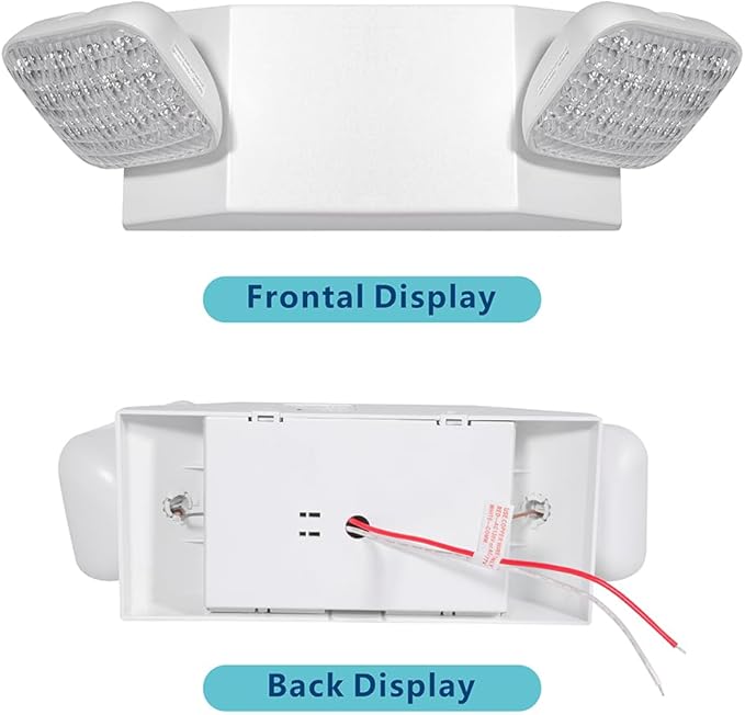 AKT LIGHTING Commercial Emergency Light, UL Certified, White Emergency Light Fixture with 2 LED Square Heads Adjustable & Backup Batteries Exit Lighting Pack of 6