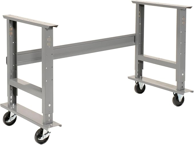 Global Industrial Mobile Adjustable Height Workbench, Shop Square Edge, 72" W x 36" D, Gray