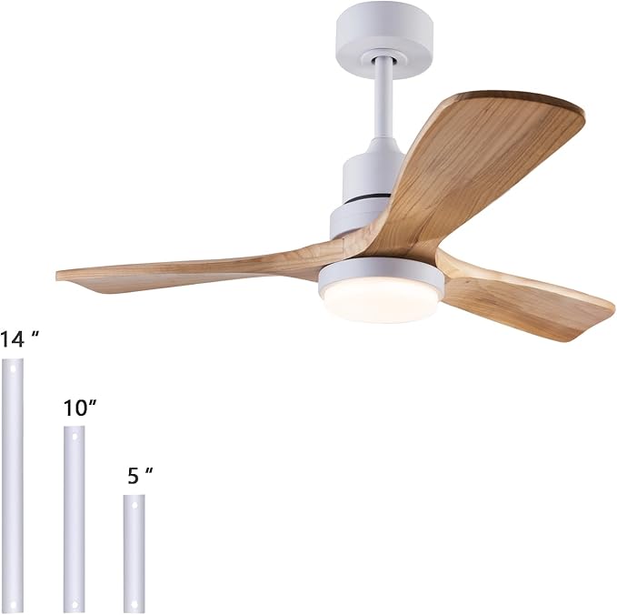 36" Ceiling Fans [with Lighting Remote Control], Indoor Outdoor Modern Wooden Ceiling Fan [with 3 Solid Wood Blades] for Kids' Rooms, bedrooms, Offices and More.…