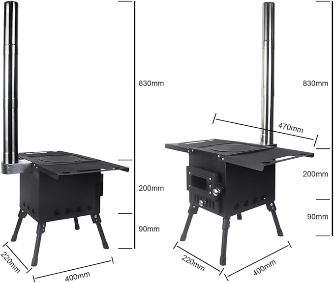 Outdoor Camping Stove Portable Hot Tent Stove Fire Stove Outdoor Cooking Camping BBQ Accessories(Black Small)