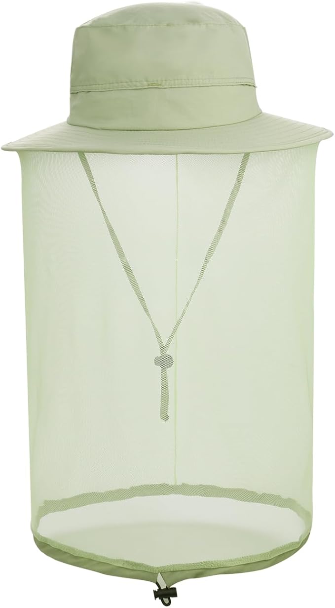 Fishing Hat Sun Protection Hat Mosquito Head Net for Outdoors Bucket Hat with Hidden Net Mesh