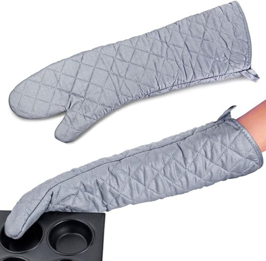 Extra Long 23 Inch Heat Resistant Oven Gloves New Cotton Oven Mitts Kitchen Gloves High Temperature Cooking Tool BBQ Gloves (23-Inch)