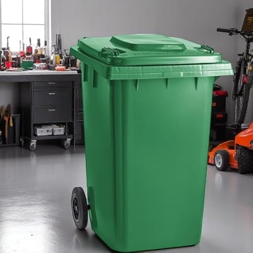 PRO&Family Wheeled Outdoor Trash Can Garbage Can Garage Trash Can for Restaurants/Hospitals/Offices/Back of House/Warehouses/Home (Green, 96 Gallon)