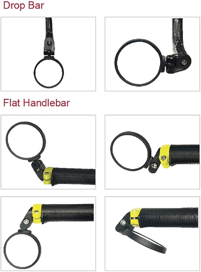 Hafny Bar End Bike / Bicycle Mirror, Stainless Steel Lens , Safe Adjustable Rearview Cycle / E-bike Mirror, HF-MR083 (Black 62mm)