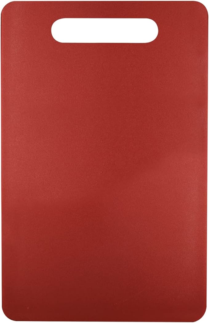 Fotouzy Plastic Utility Cutting Board with Handles, Food Safe PP Material, BPA Free, Dishwasher Safe, Thick Chopping Board, Large Size, Easy Grip Handle, for Kitchen (Red),15.5 x 10"
