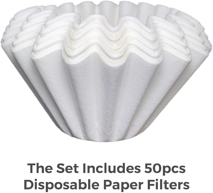 AGOGO Camping Pour Over Coffeemaker Set with Paper Filter Stainless Steel (Black, 600ml)