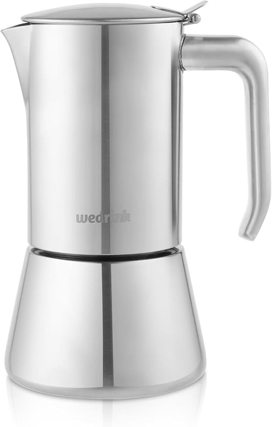 wedrink Stovetop Espresso Coffee Maker 4 Cups Stainless Steel Moka Pot for Greca, Induction, Electric & Gas Stoves(6.5 OZ/200ml)