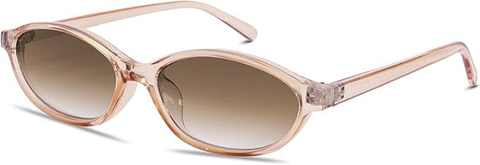 Retro Oval Sunglasses for Women Chic Cat Eye 90s Sunnies Lightweight Narrow Shades Trendy UV protection Sun Glasses