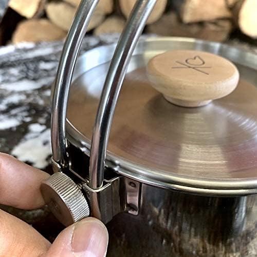 überleben Kessel Camp Kettle - Camping Cookware, Tea Kettle - 37fl oz Camping Pot for Boiling Water - Bushcraft Cooking Gear, Campfire Kettle w/Locking Lid & Steam Vents, Canvas Bag