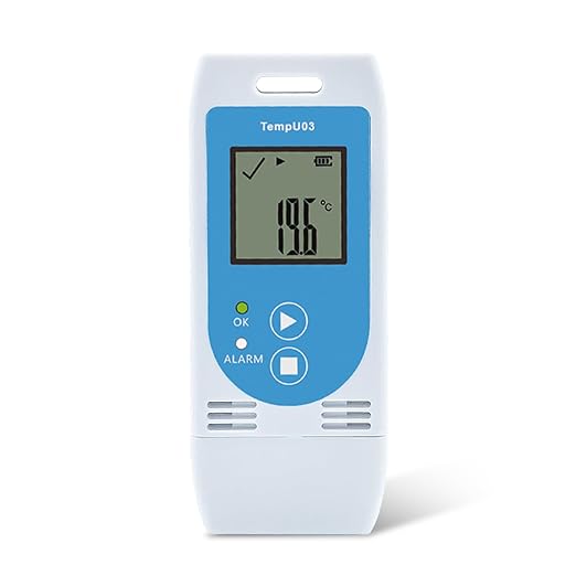 Tzone Reusable Temperature and Humidity Data Logger USB,Temp Recorder Humidity Logger with PDF&CSV Report,Digital Refrigerator Thermometer Hygrometer 32000 Recording for Lab Food Storage,LED Alarm